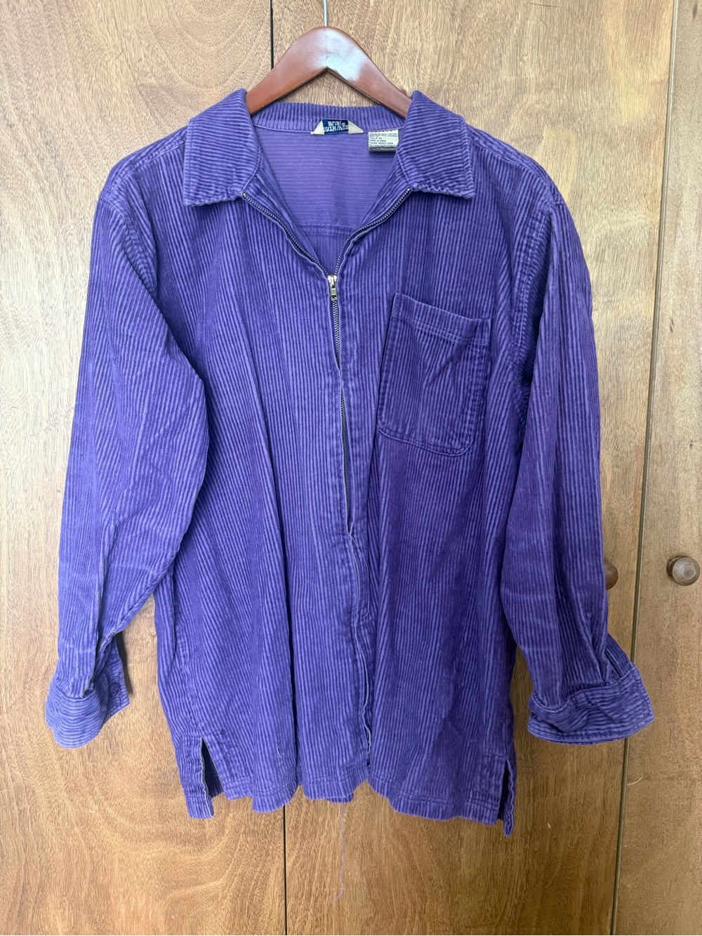 Purple Corduroy Zip-Front Shirt Jacket